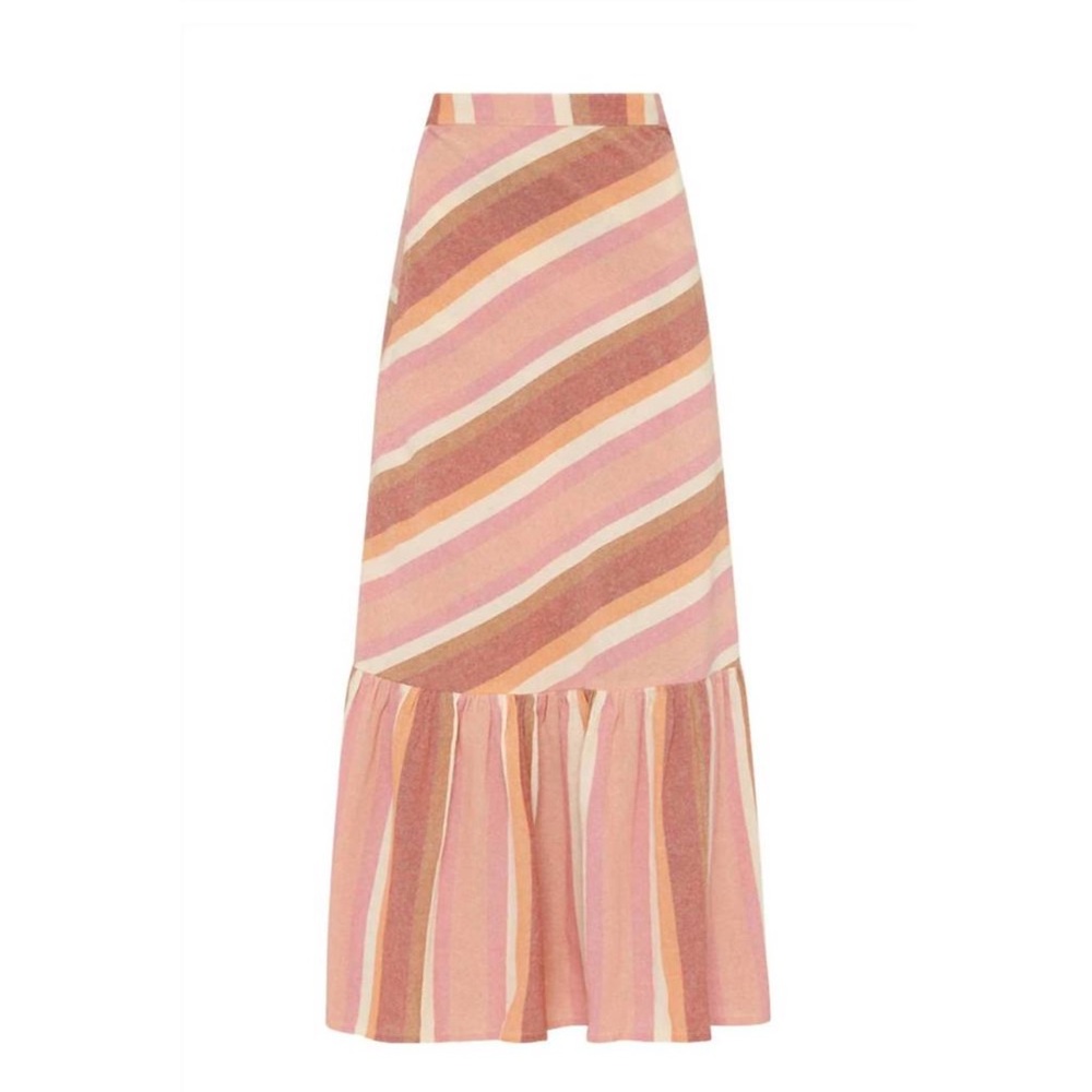 NEW SPELL carnival hand loom wrap skirt sherbert stripe XS coastal boho cotton